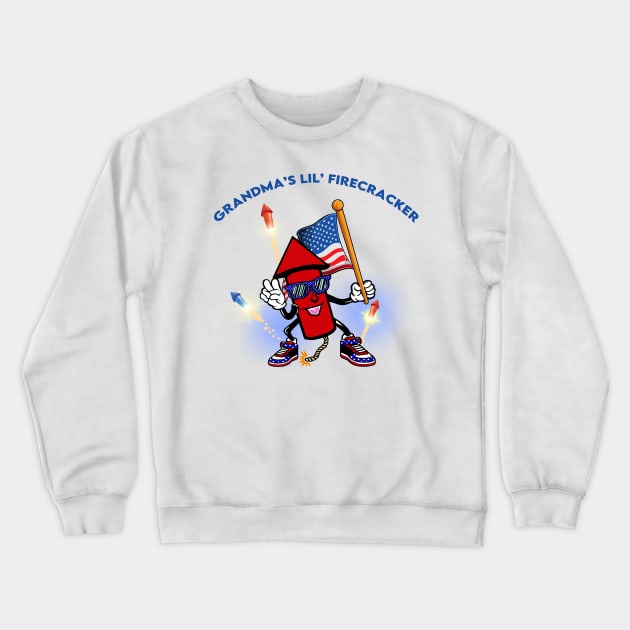 Grandma's Lil' Firecracker Kids 4th of July Crewneck Sweatshirt by WalkingMombieDesign